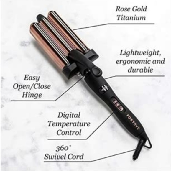 New * FOXYBAE * Rose Gold Wavy Baby Triple Waver - Picture 8 of 10